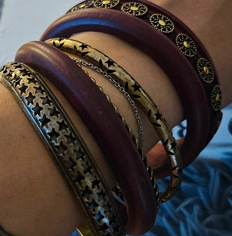 Pulseras latón y madera