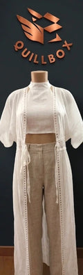 Vestido o túnica blanca y beige talla única