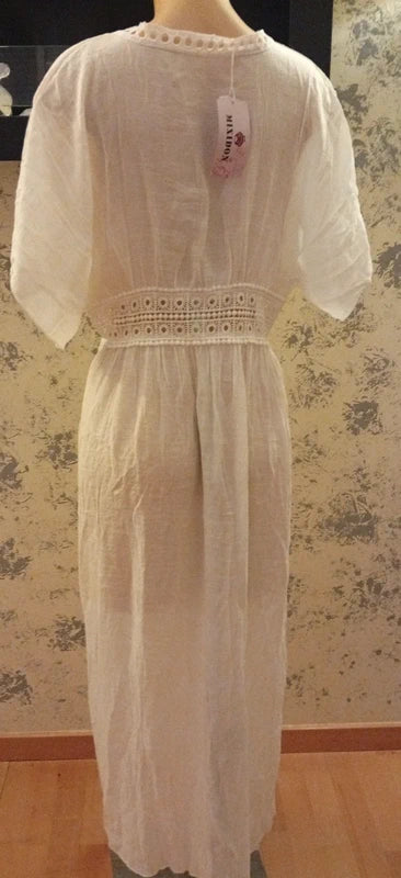 Vestido o túnica blanca y beige talla única