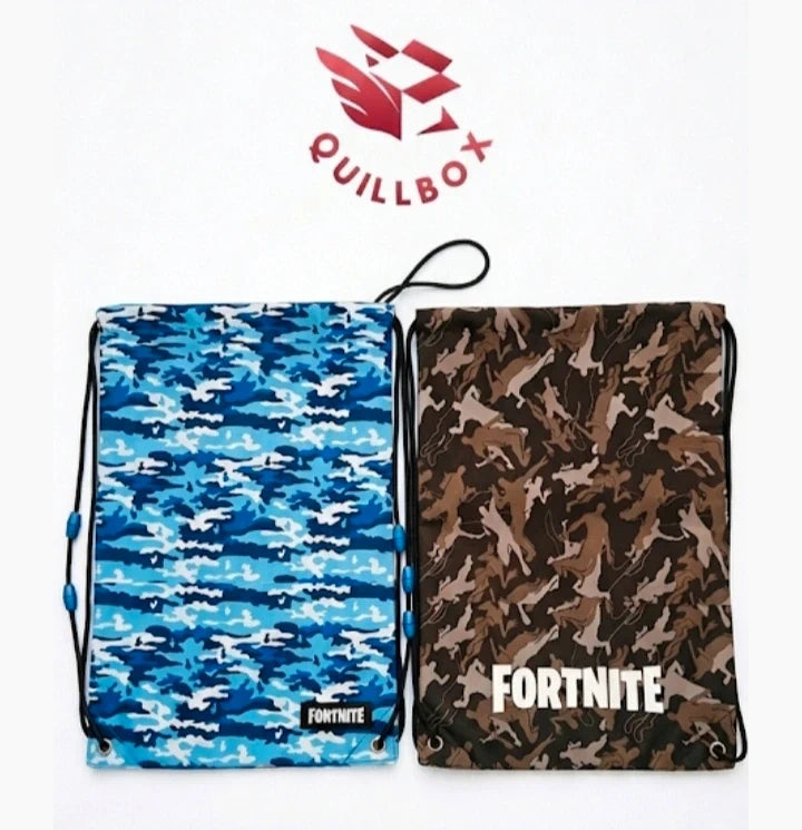 Pack Mochilas Saco Fortnite Camuflaje Azul Militar