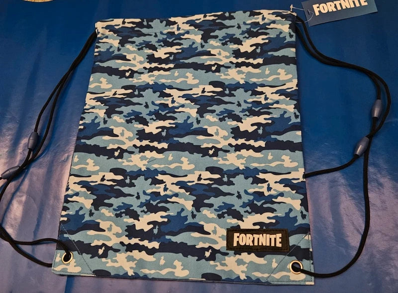 Pack Mochilas Saco Fortnite Camuflaje Azul Militar