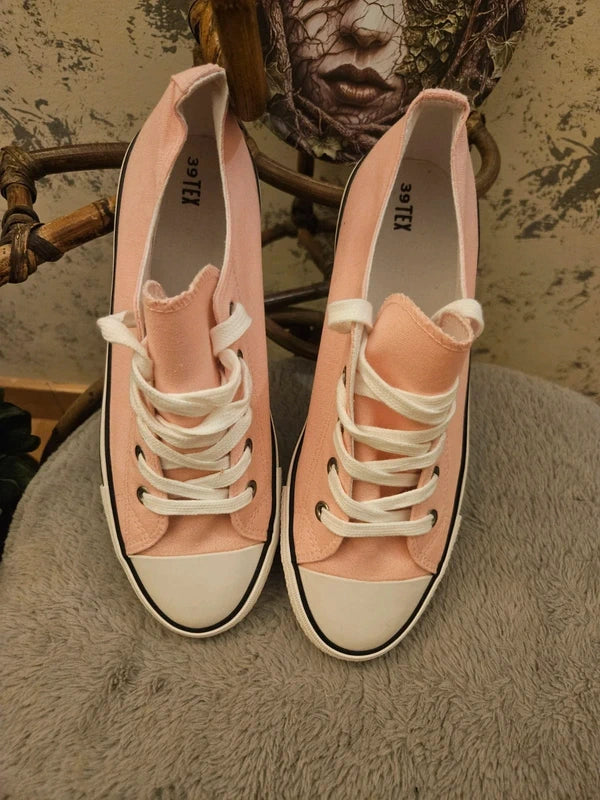 Zapatillas lona casual tipo basket rosa