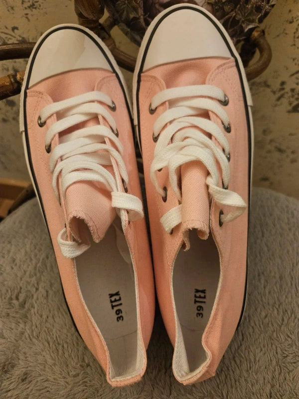 Zapatillas lona casual tipo basket rosa