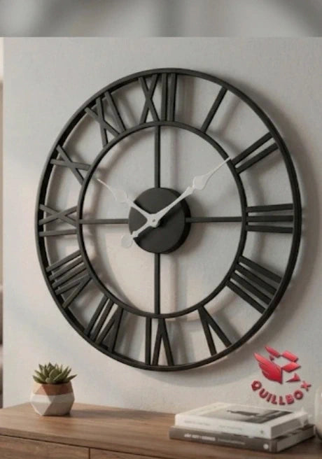 Reloj de pared redondo metal negro calado