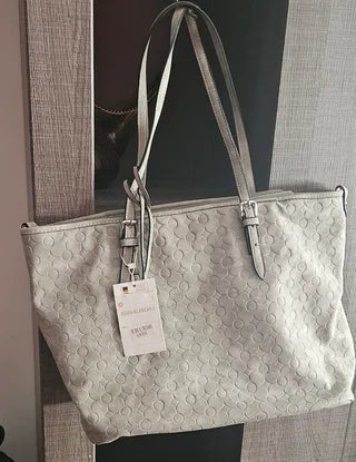 Bolso de ante en color gris Elisa blanca