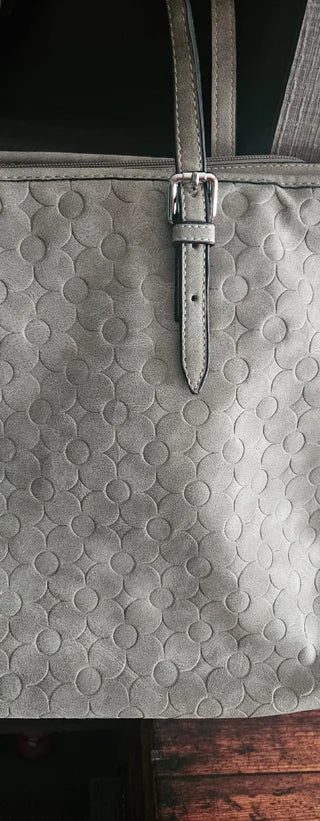 Bolso de ante en color gris Elisa blanca