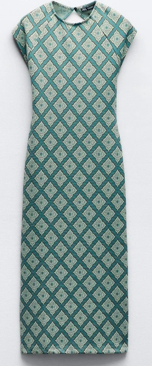 Vestido midi Zara estampado geométrico