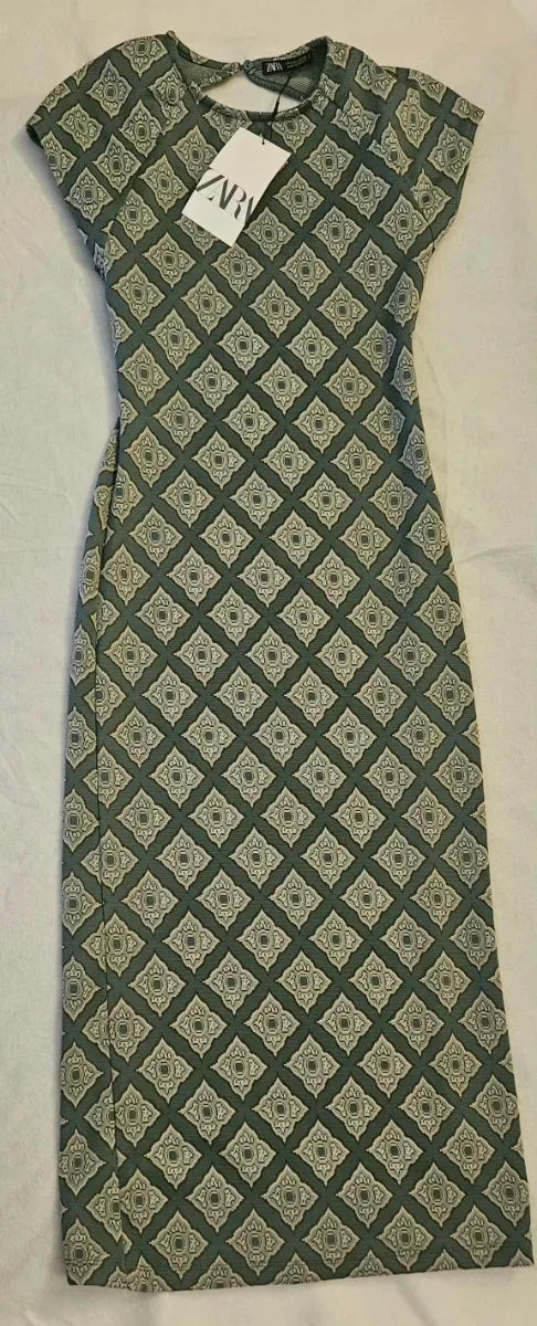 Vestido midi Zara estampado geométrico