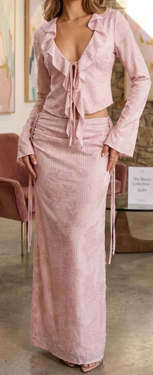Conjunto Rosas de Abril floral rosa XS