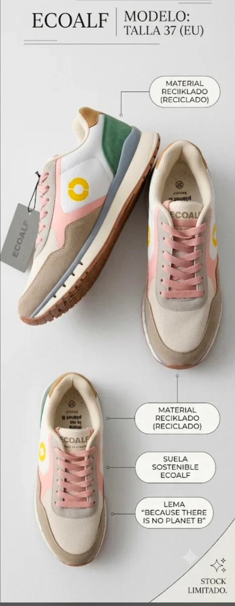 Zapatillas ECOALF Mujer Talla 37 Rosa Empolvado