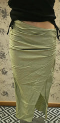 Falda Zara Midi Drapeada Lino Talla Única