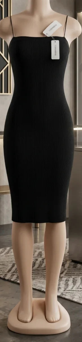 Vestido Midi Acanalado Terranova Negro