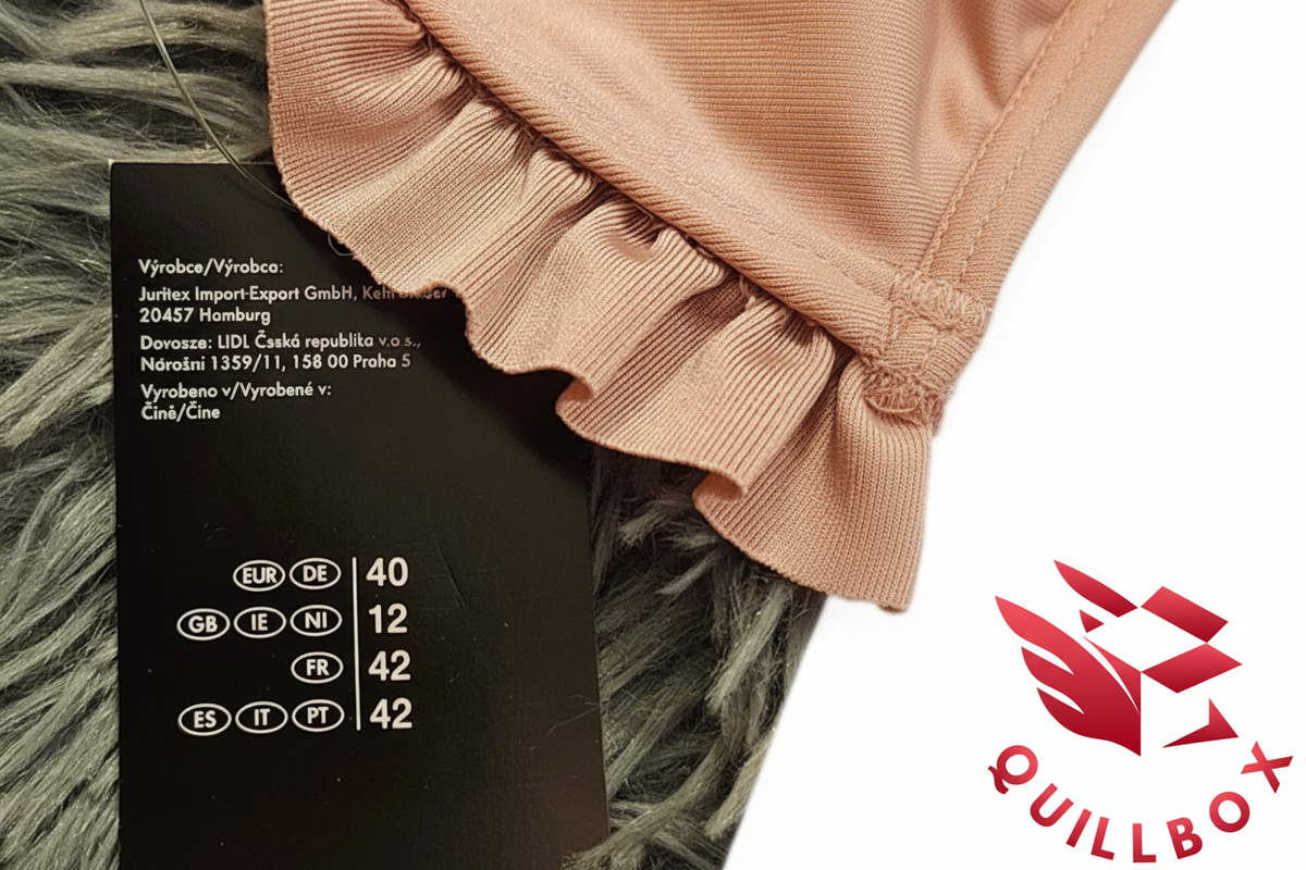 Etiqueta talla EUR 40 FR 42 Juritex LIDL Made in China