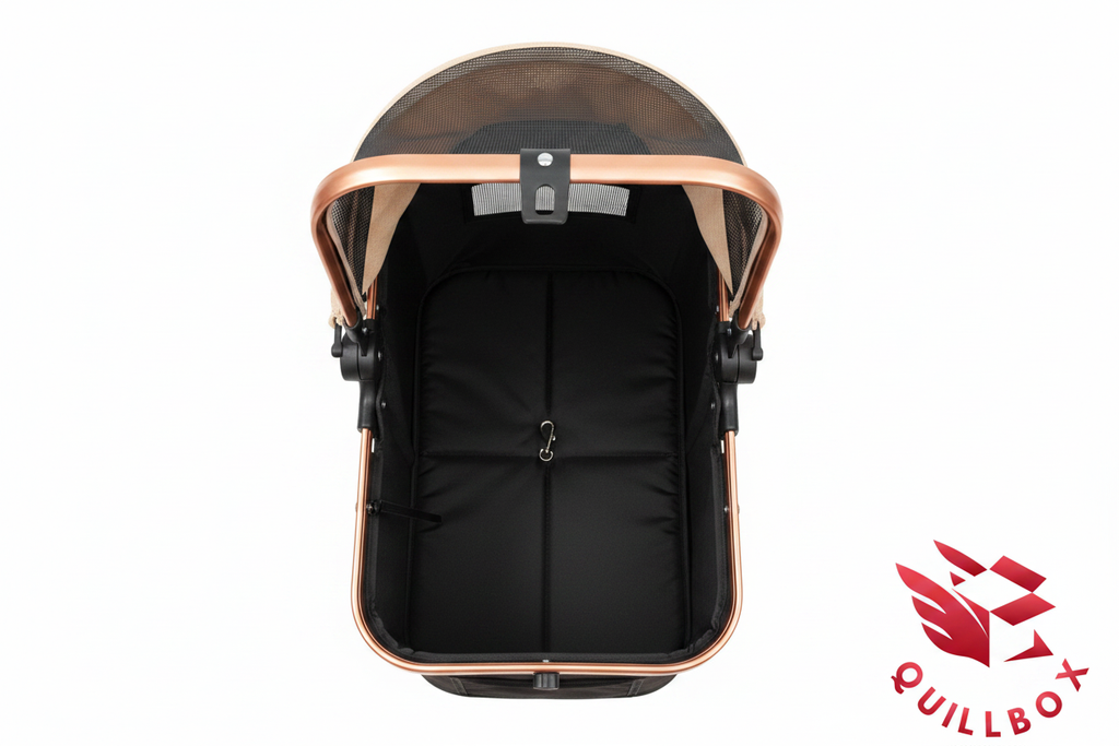 Carrito mascotas - interior cesta negra cojín clip plata