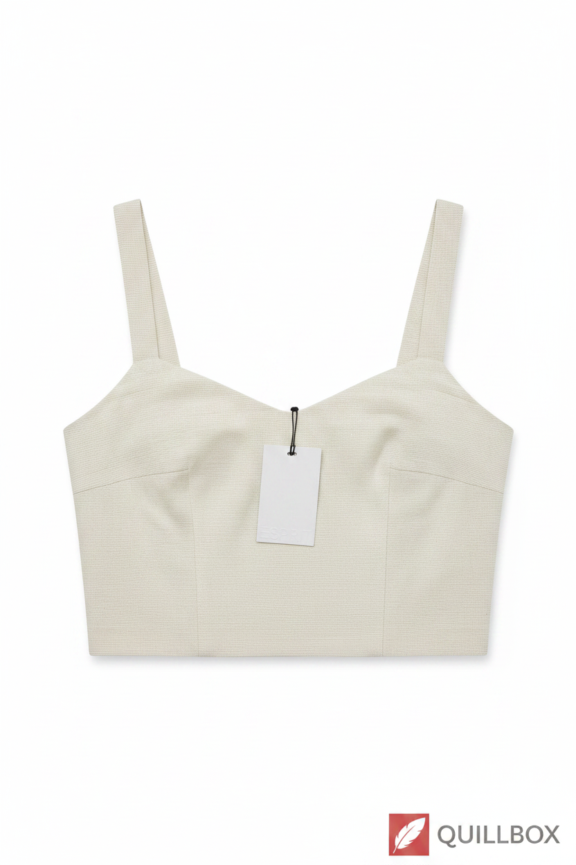 Top corset crema ESPRIT - vista frontal lisa con tirantes