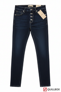 Jeans skinny medium rise azul oscuro Bershka - vista frontal botones expuestos