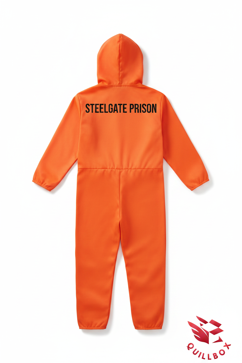 Disfraz preso naranja - vista trasera Steelgate Prison