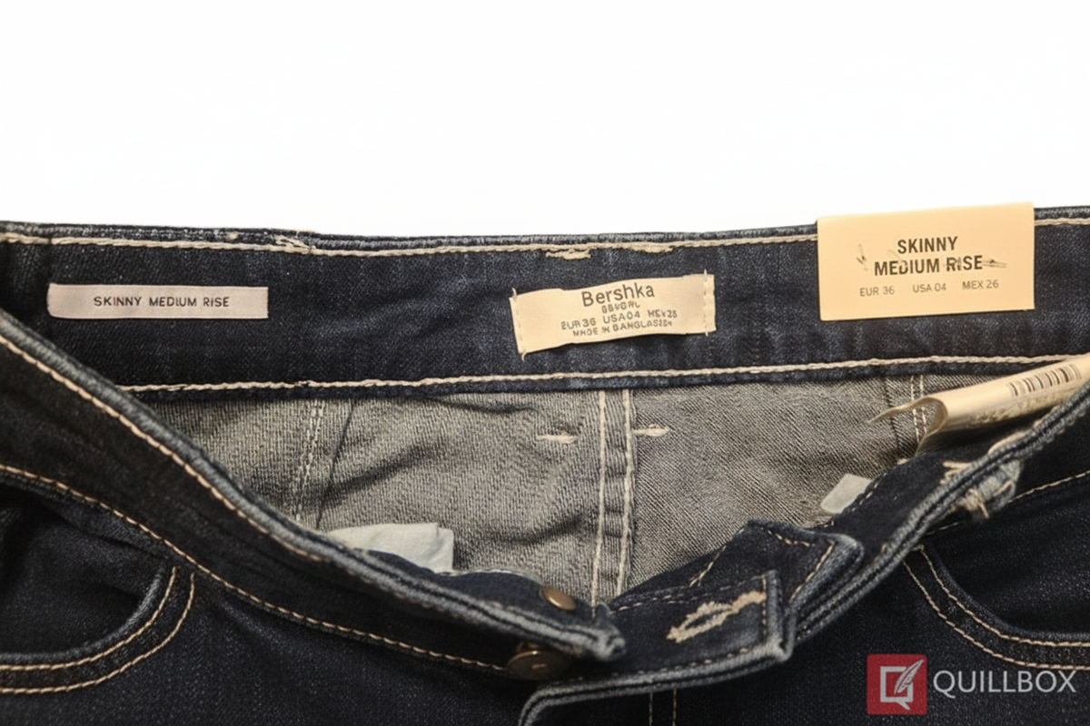 Jeans Bershka - interior cinturilla etiquetas EUR 36 Made in Bangladesh