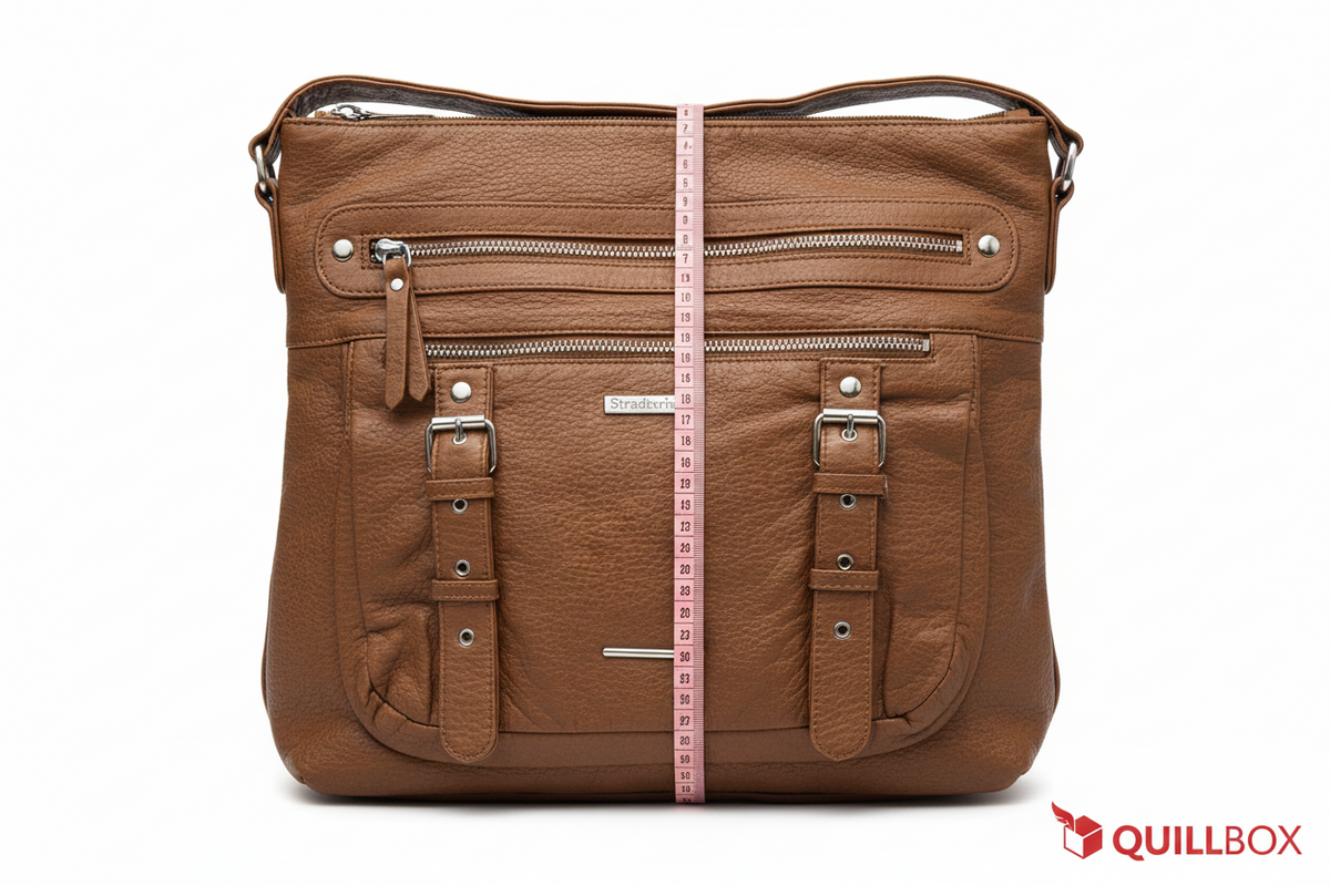 Bolso bandolera marrón con múltiples bolsillos