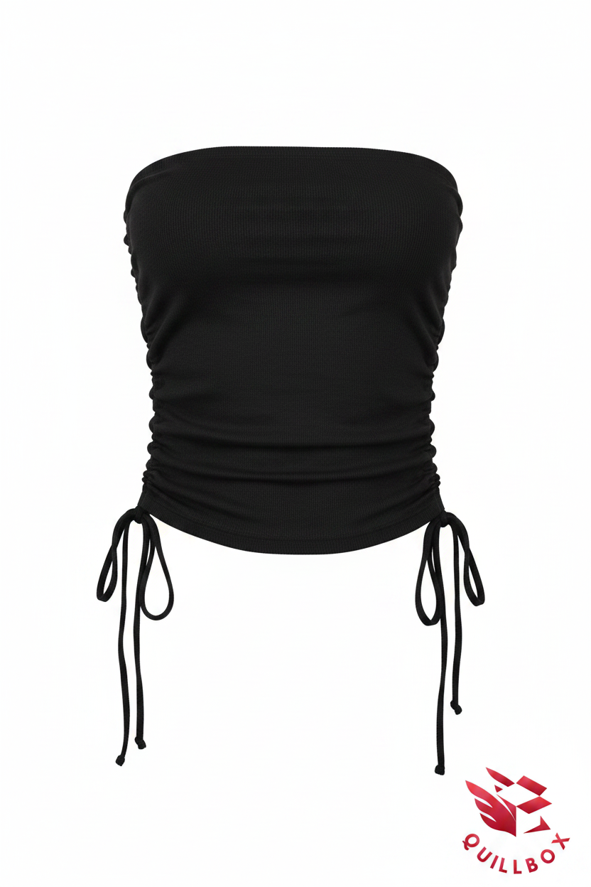Top Tubo Fruncido Negro Talla Única