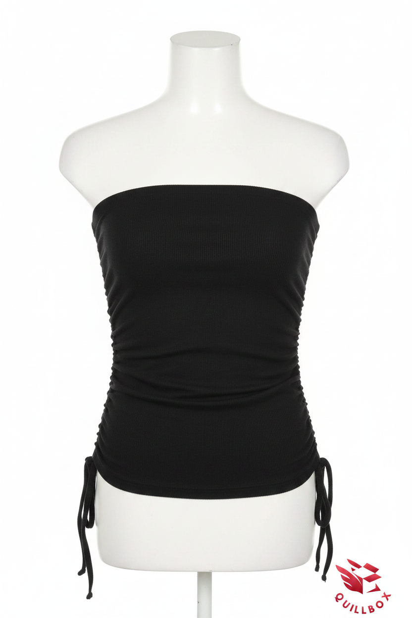 Top Tubo Fruncido Negro Talla Única