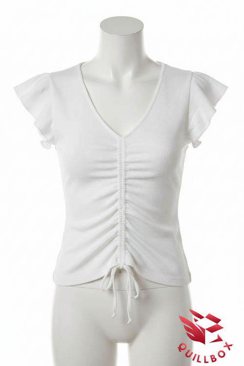 Camiseta GAP canalé fruncida blanca