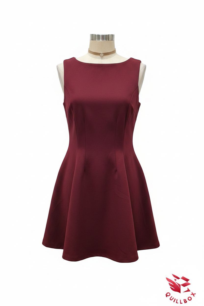 Vestido corto burdeos sin mangas