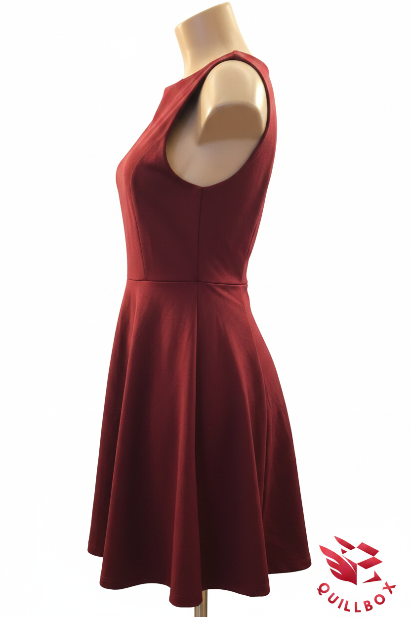 Vestido corto burdeos sin mangas